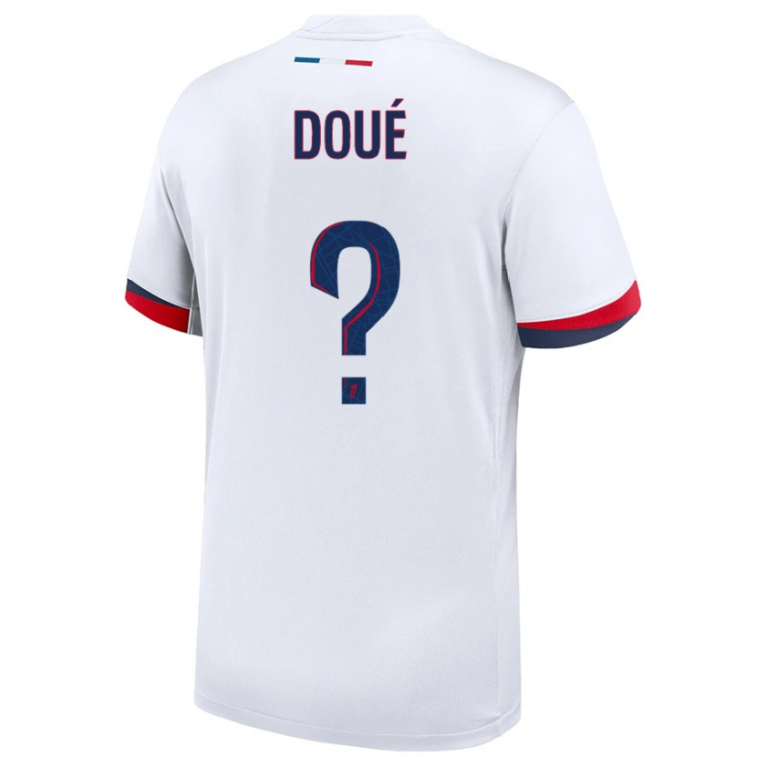 Danxen Dětské Gueladan Doué #0 Bílá Modrá Červená Daleko Hráčské Dresy 2024/25 Dres