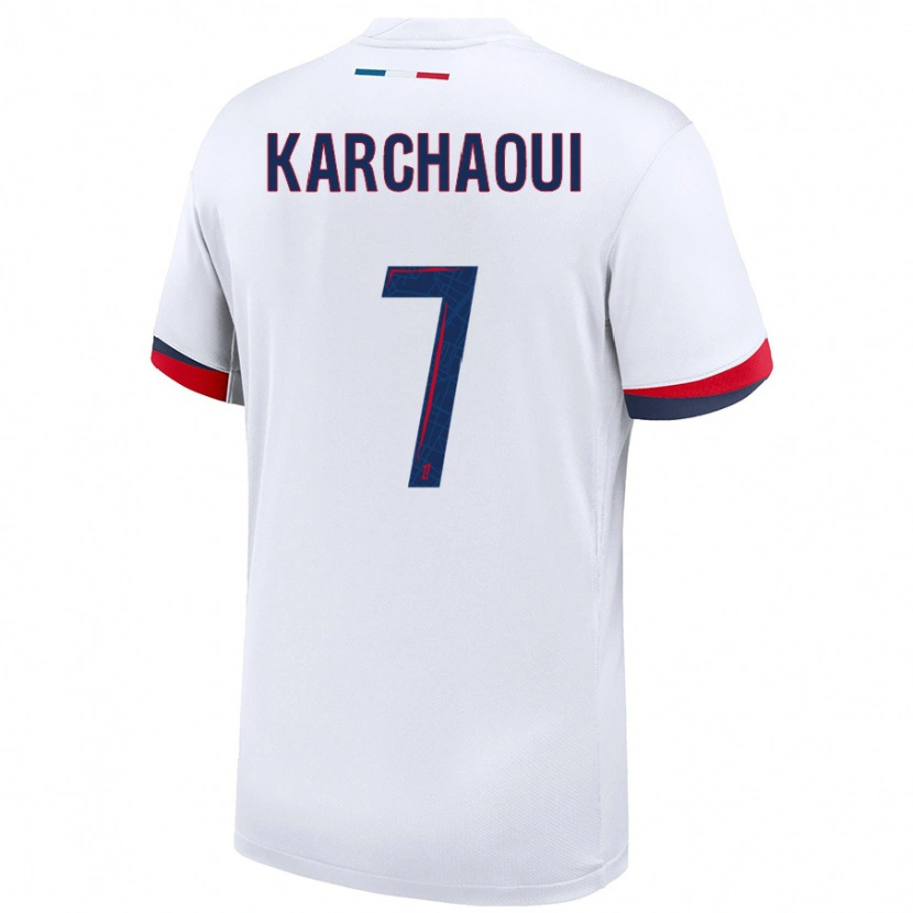 Danxen Dětské Sakina Karchaoui #7 Bílá Modrá Červená Daleko Hráčské Dresy 2024/25 Dres