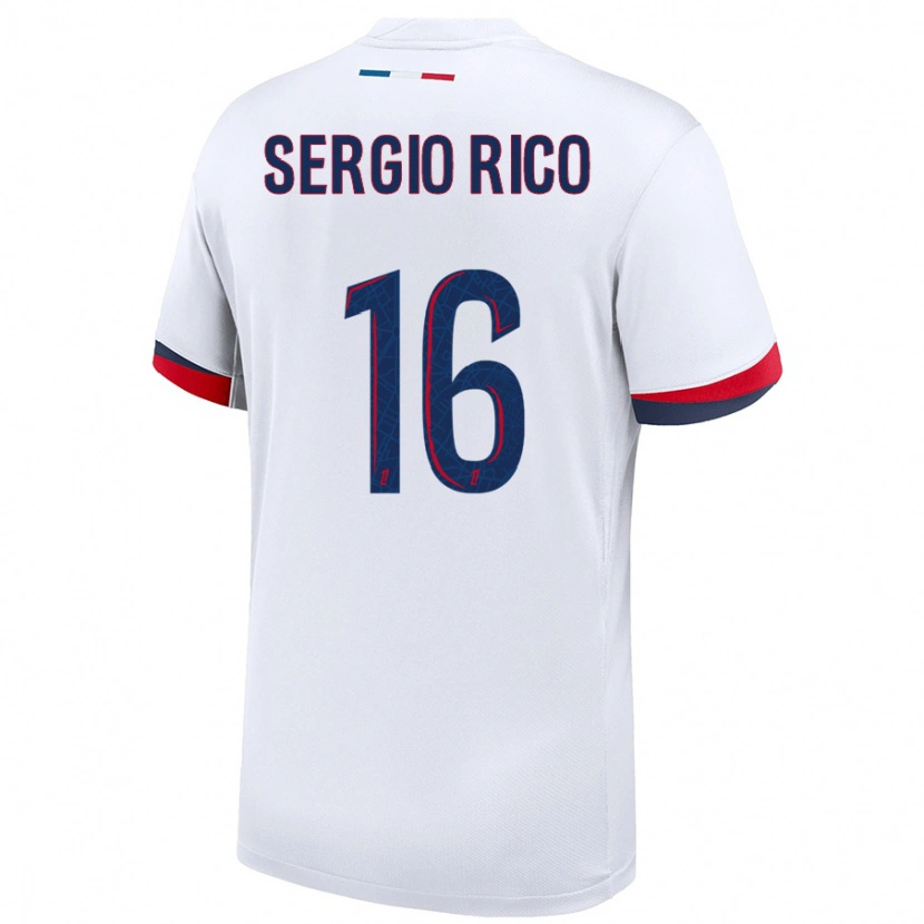 Danxen Dětské Sergio Rico #16 Bílá Modrá Červená Daleko Hráčské Dresy 2024/25 Dres