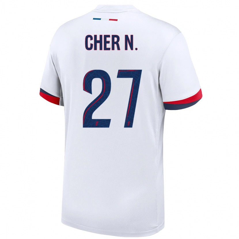 Danxen Dětské Cher Ndour #27 Bílá Modrá Červená Daleko Hráčské Dresy 2024/25 Dres