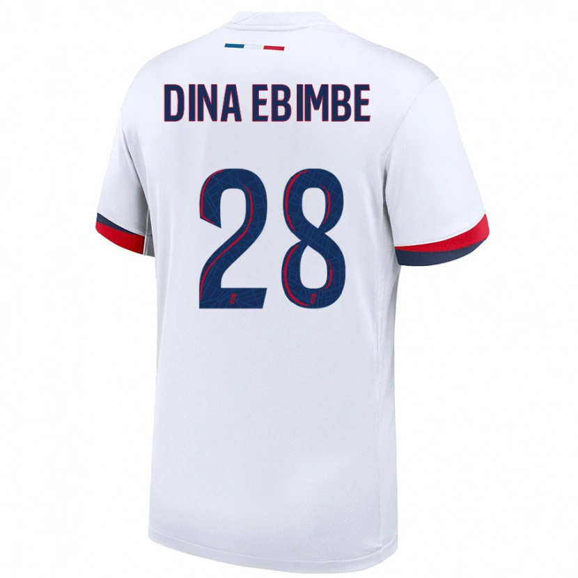 Danxen Dětské Eric Junior Dina Ebimbe #28 Bílá Modrá Červená Daleko Hráčské Dresy 2024/25 Dres