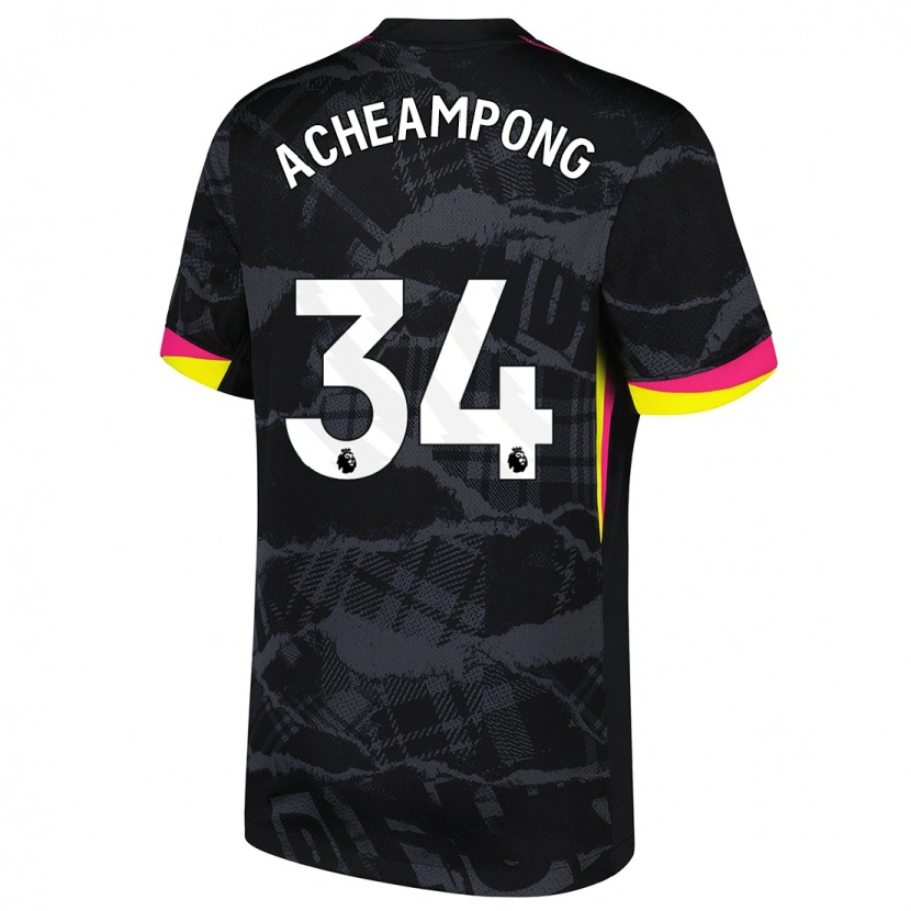 Danxen Dětské Josh Acheampong #34 Černá Růžová Třetí Hráčské Dresy 2024/25 Dres