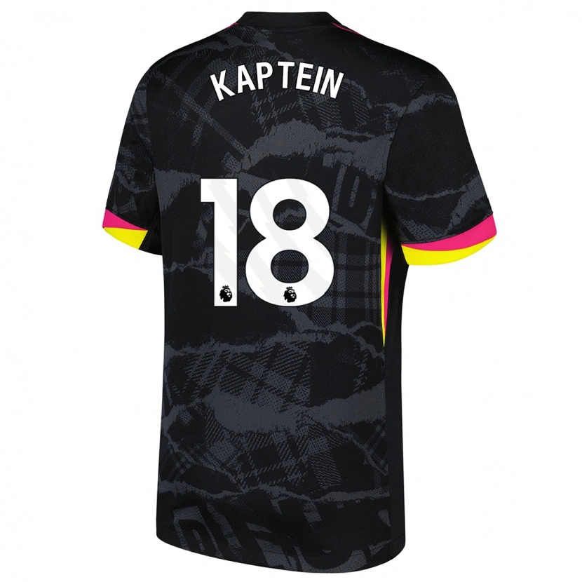 Danxen Dětské Wieke Kaptein #18 Černá Růžová Třetí Hráčské Dresy 2024/25 Dres