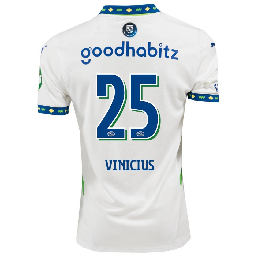 Danxen Dětské Carlos Vinicius #25 Bílá Tmavě Modrá Třetí Hráčské Dresy 2024/25 Dres