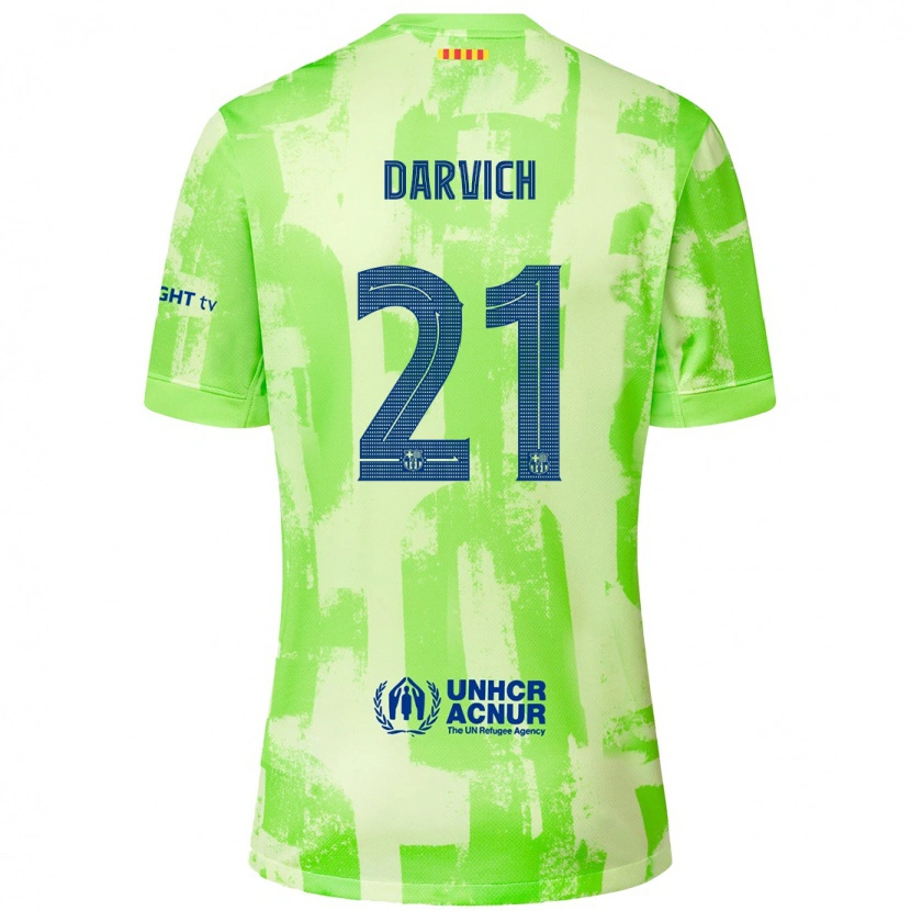 Danxen Dětské Noah Darvich #21 Vápno Třetí Hráčské Dresy 2024/25 Dres