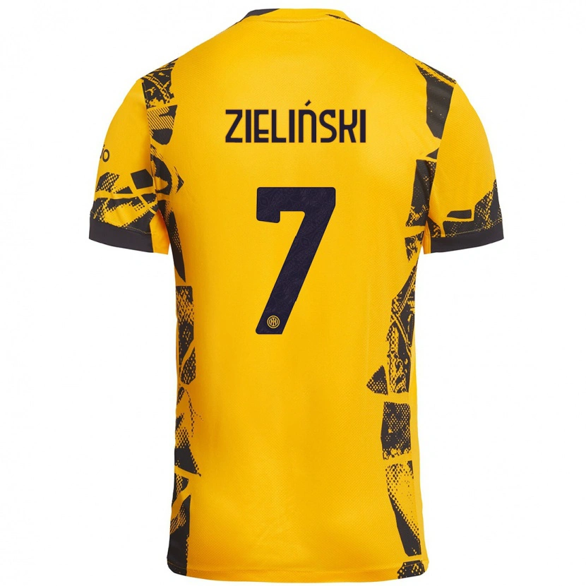 Danxen Dětské Piotr Zieliński #7 Zlatá Černá Třetí Hráčské Dresy 2024/25 Dres