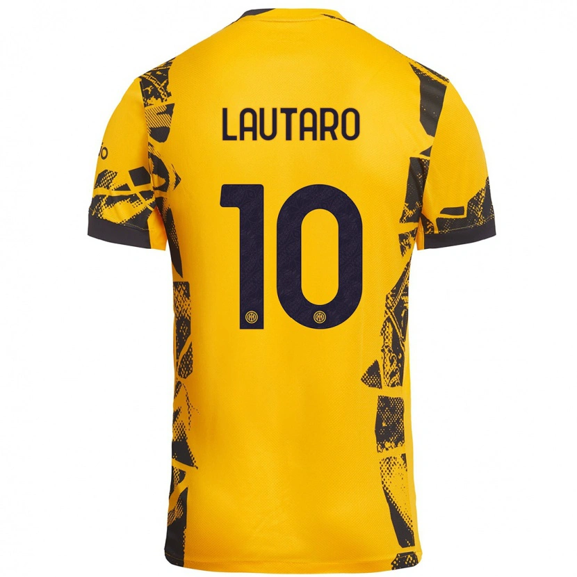Danxen Dětské Lautaro Martínez #10 Zlatá Černá Třetí Hráčské Dresy 2024/25 Dres