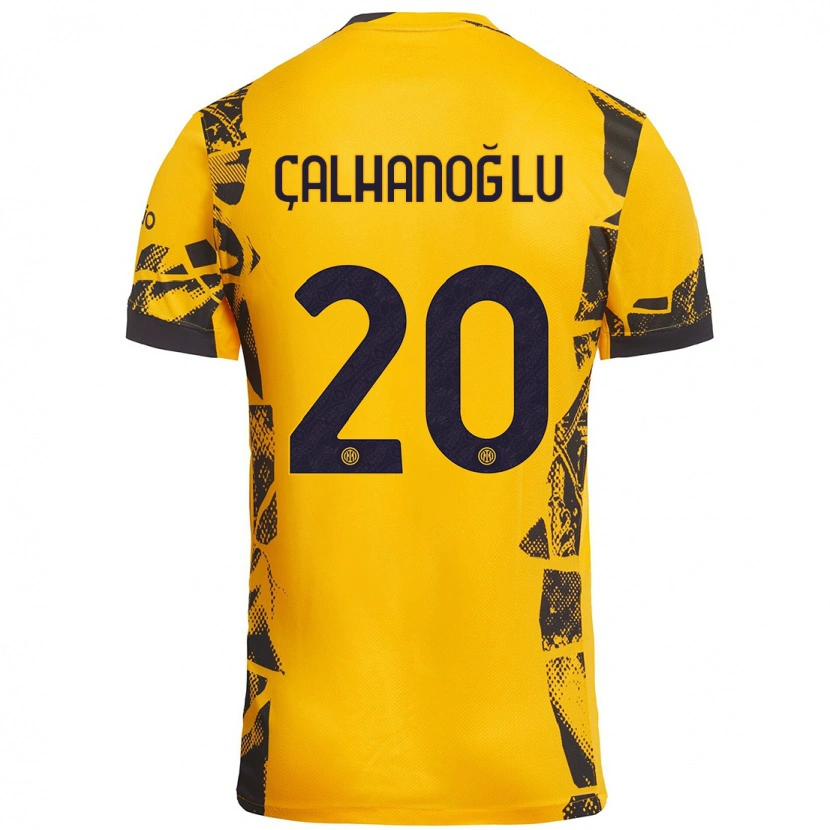 Danxen Dětské Hakan Çalhanoğlu #20 Zlatá Černá Třetí Hráčské Dresy 2024/25 Dres