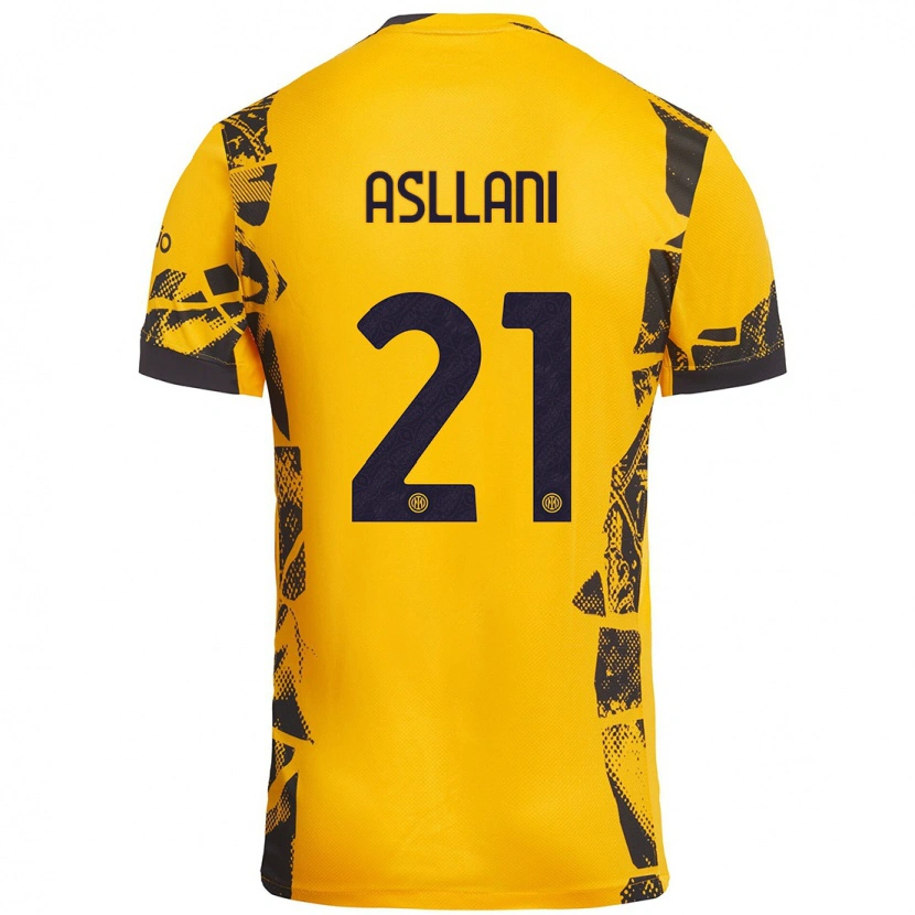 Danxen Dětské Kristjan Asllani #21 Zlatá Černá Třetí Hráčské Dresy 2024/25 Dres