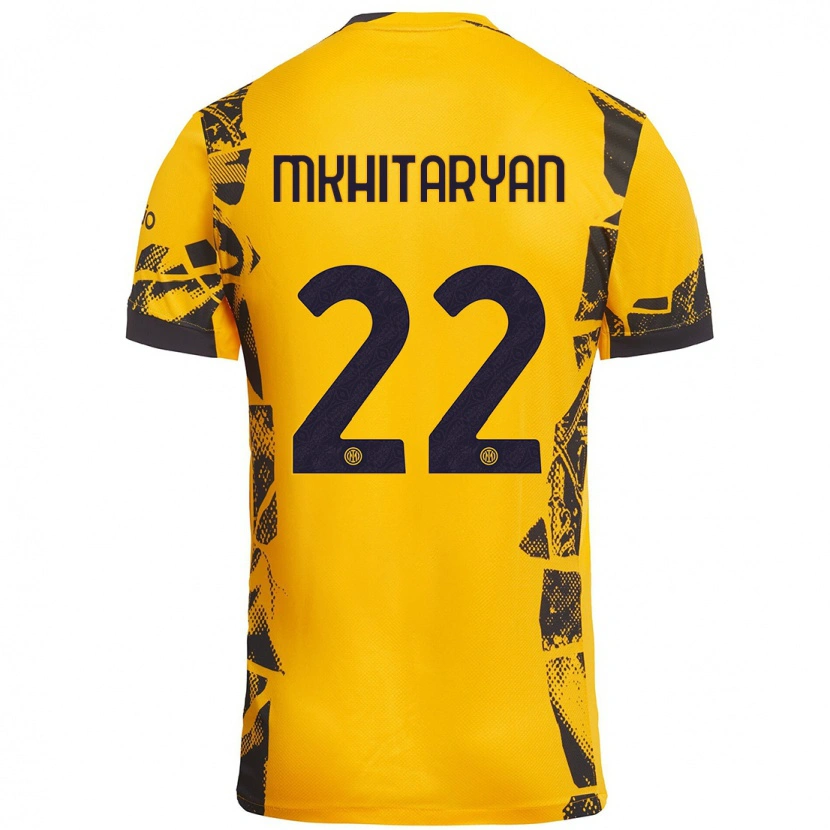 Danxen Dětské Henrikh Mkhitaryan #22 Zlatá Černá Třetí Hráčské Dresy 2024/25 Dres