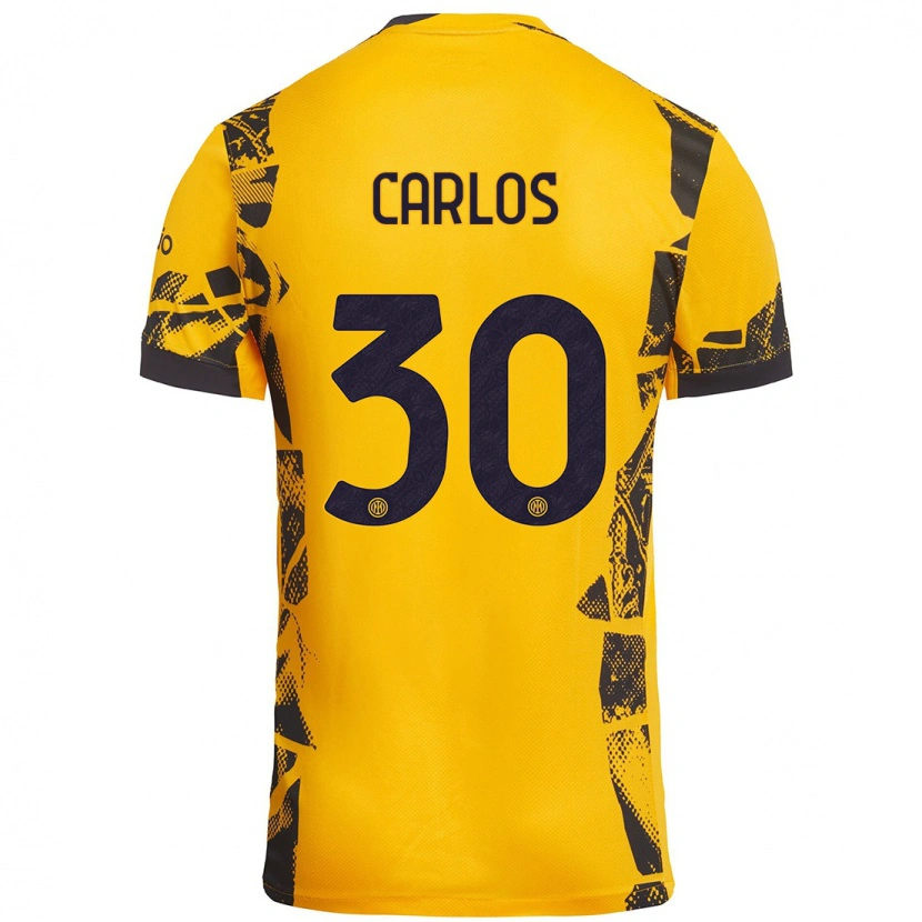Danxen Dětské Carlos Augusto #30 Zlatá Černá Třetí Hráčské Dresy 2024/25 Dres