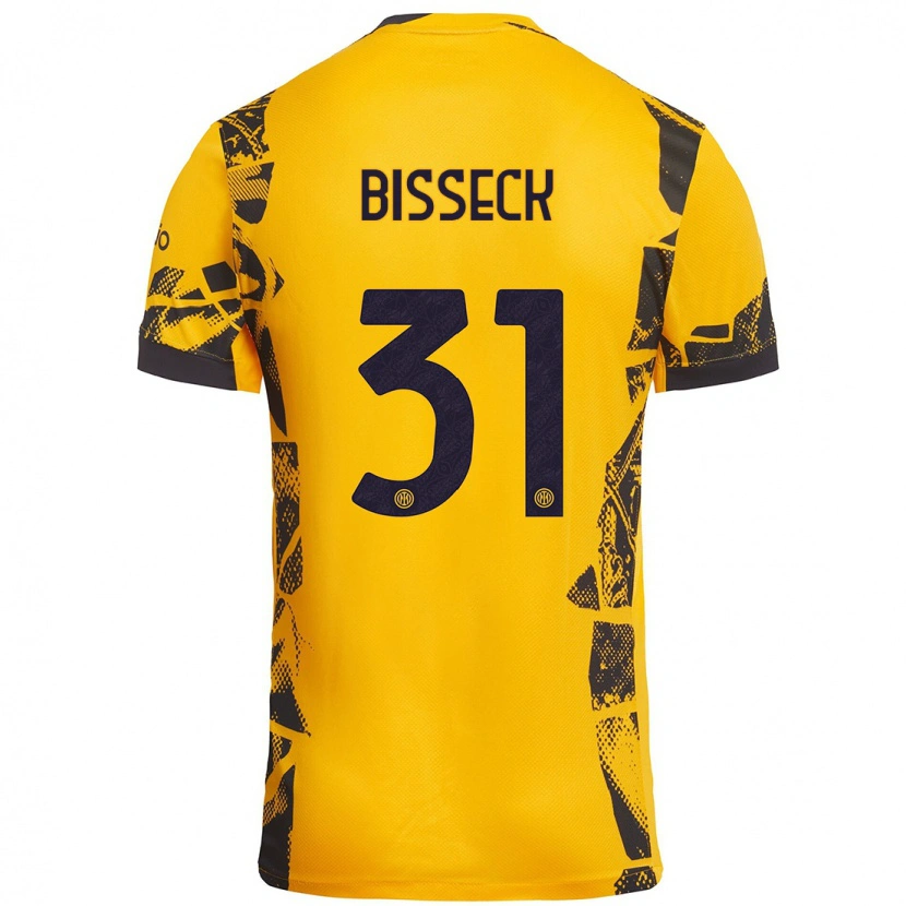Danxen Dětské Yann Bisseck #31 Zlatá Černá Třetí Hráčské Dresy 2024/25 Dres