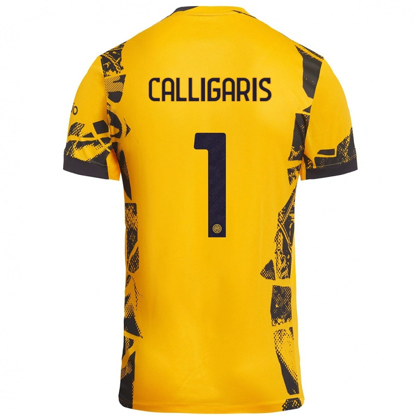 Danxen Dětské Alessandro Calligaris #1 Zlatá Černá Třetí Hráčské Dresy 2024/25 Dres