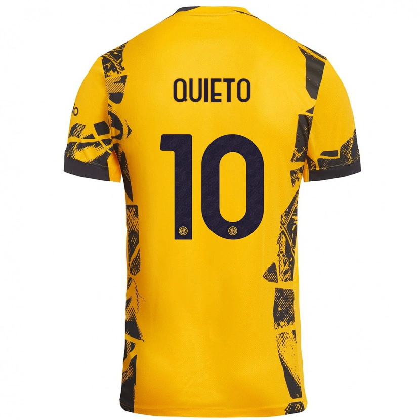Danxen Dětské Daniele Quieto #10 Zlatá Černá Třetí Hráčské Dresy 2024/25 Dres