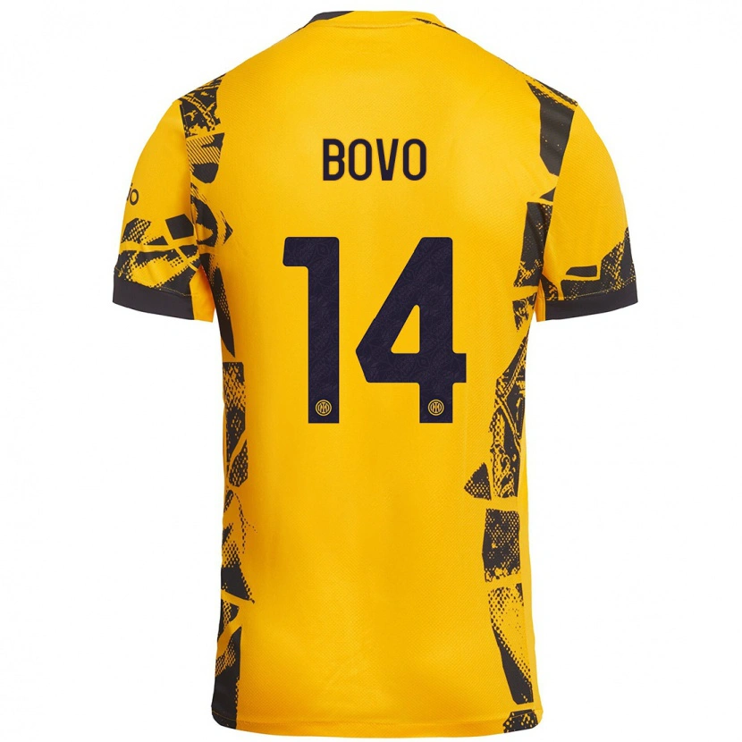 Danxen Dětské Leonardo Bovo #14 Zlatá Černá Třetí Hráčské Dresy 2024/25 Dres