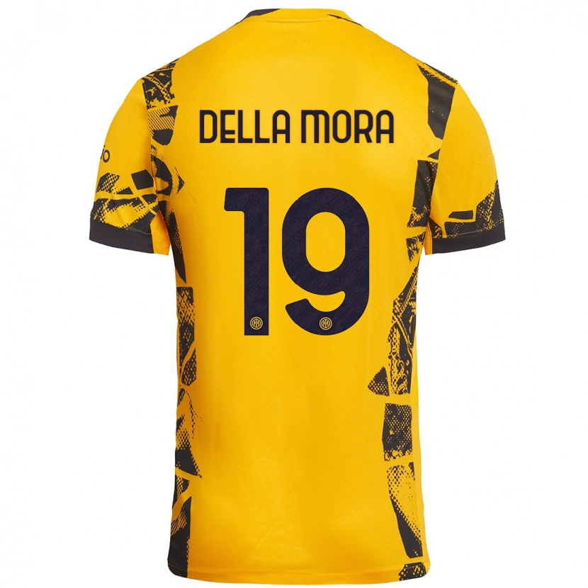 Danxen Dětské Tommaso Della Mora #19 Zlatá Černá Třetí Hráčské Dresy 2024/25 Dres