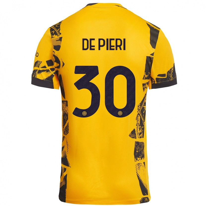 Danxen Dětské Giacomo De Pieri #30 Zlatá Černá Třetí Hráčské Dresy 2024/25 Dres
