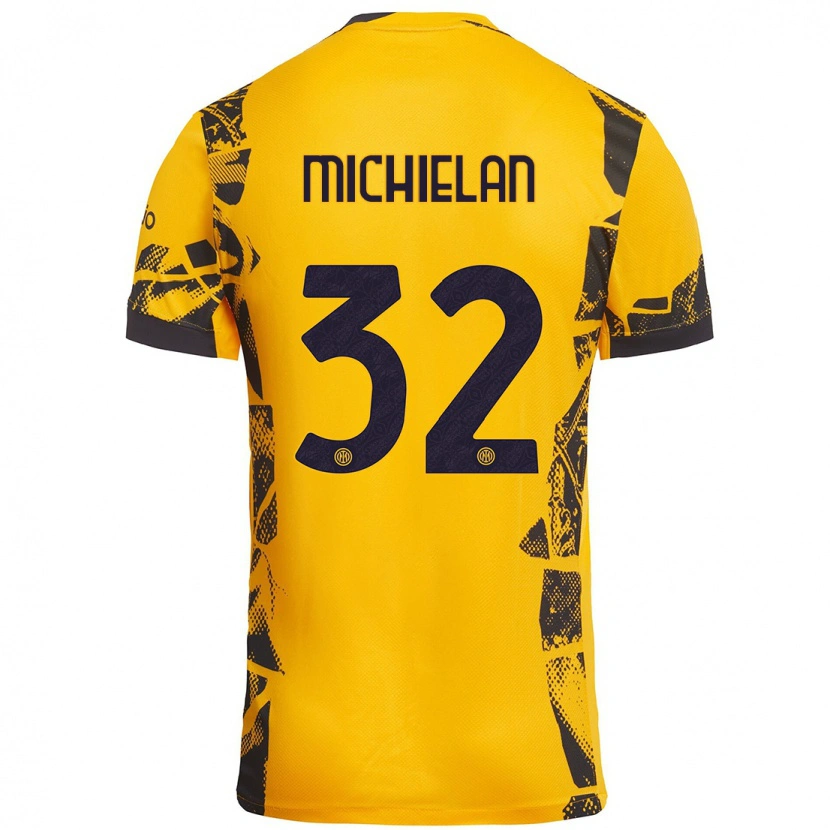 Danxen Dětské Mattia Michielan #32 Zlatá Černá Třetí Hráčské Dresy 2024/25 Dres