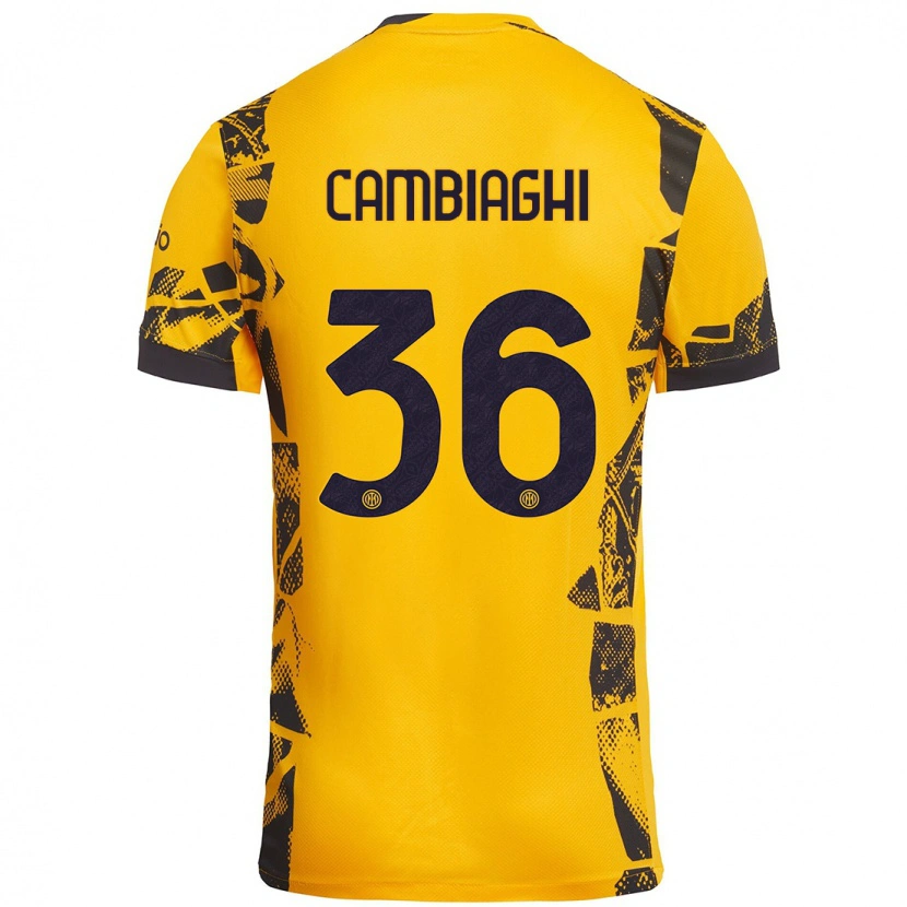 Danxen Dětské Michela Cambiaghi #36 Zlatá Černá Třetí Hráčské Dresy 2024/25 Dres