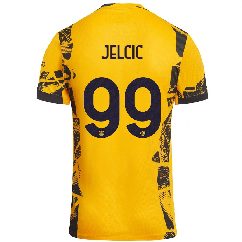 Danxen Dětské Maja Jelčić #99 Zlatá Černá Třetí Hráčské Dresy 2024/25 Dres