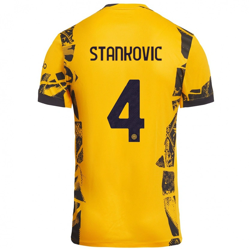 Danxen Dětské Aleksandar Stankovic #4 Zlatá Černá Třetí Hráčské Dresy 2024/25 Dres