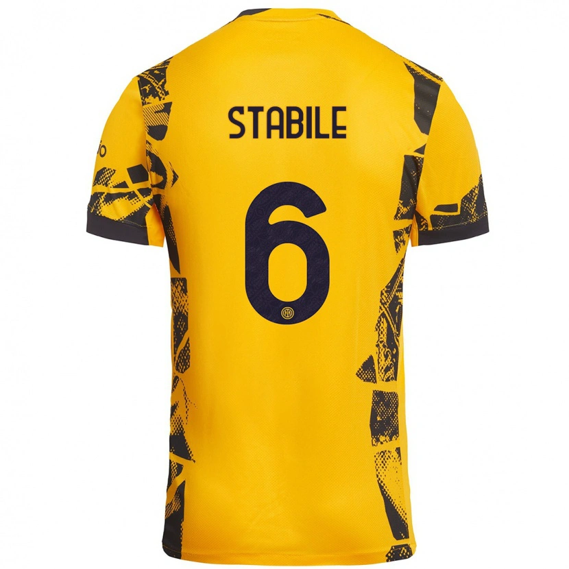 Danxen Dětské Giacomo Stabile #6 Zlatá Černá Třetí Hráčské Dresy 2024/25 Dres