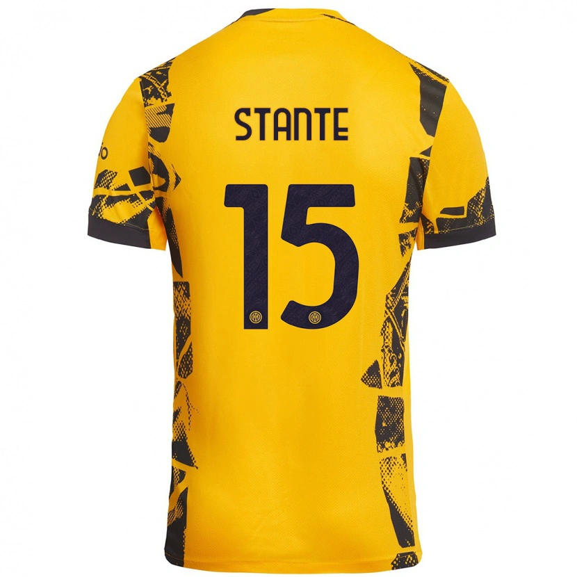Danxen Dětské Francesco Stante #15 Zlatá Černá Třetí Hráčské Dresy 2024/25 Dres