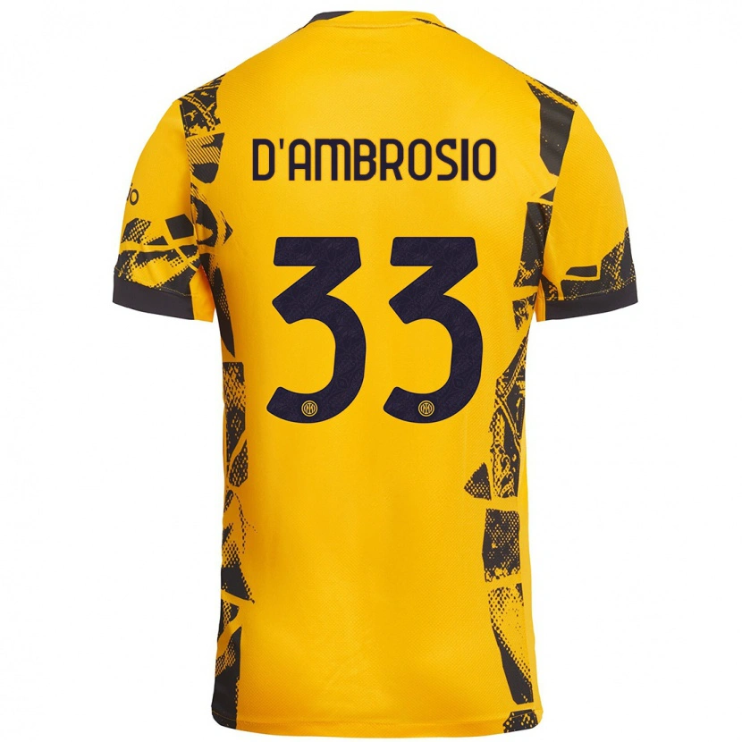 Danxen Dětské Danilo D'ambrosio #33 Zlatá Černá Třetí Hráčské Dresy 2024/25 Dres
