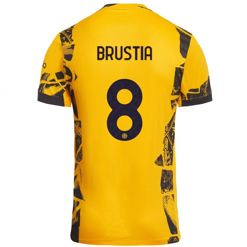 Danxen Dětské Martina Brustia #8 Zlatá Černá Třetí Hráčské Dresy 2024/25 Dres