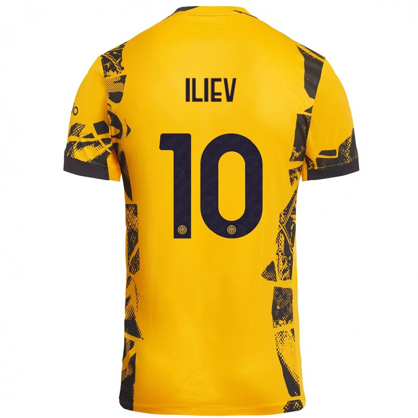 Danxen Dětské Nikola Iliev #10 Zlatá Černá Třetí Hráčské Dresy 2024/25 Dres