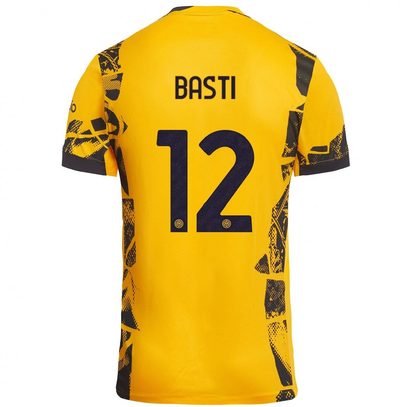 Danxen Dětské Matteo Basti #12 Zlatá Černá Třetí Hráčské Dresy 2024/25 Dres
