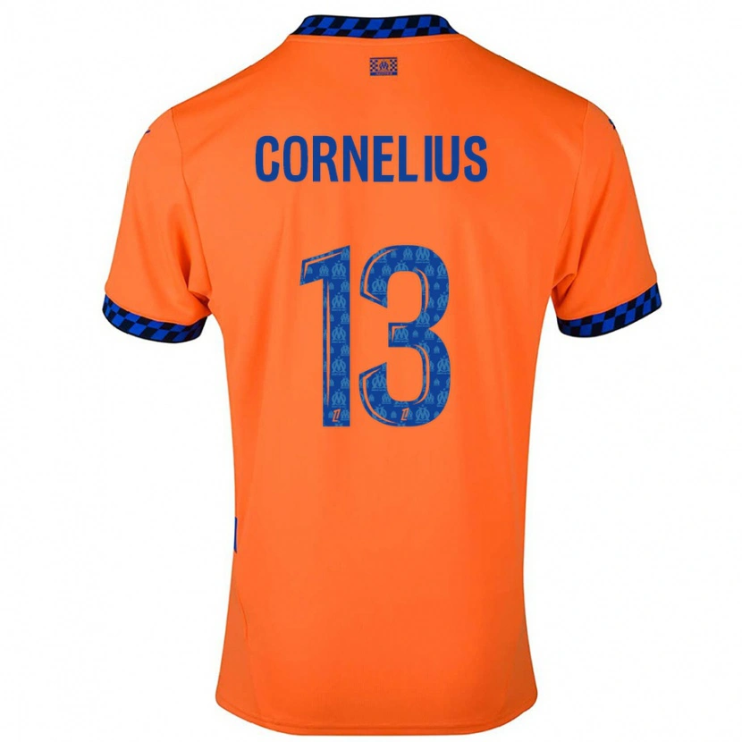 Danxen Dětské Derek Cornelius #13 Oranžová Tmavě Modrá Třetí Hráčské Dresy 2024/25 Dres