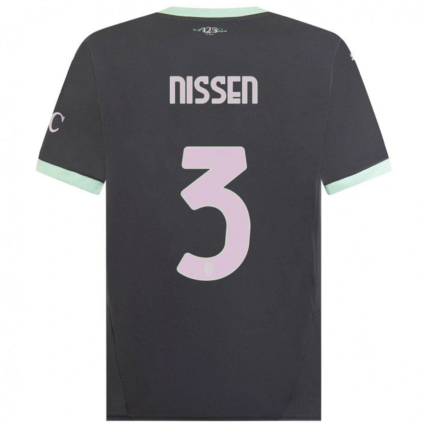 Danxen Dětské Fredrik Nissen #3 Šedá Třetí Hráčské Dresy 2024/25 Dres