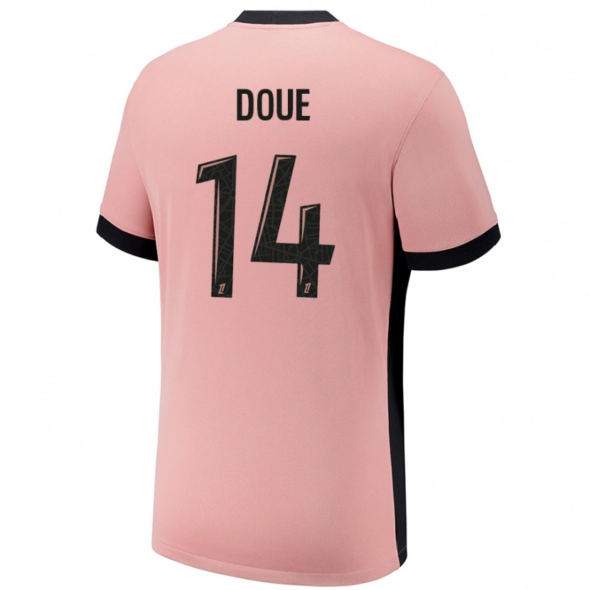 Danxen Dětské Désiré Doué #14 Rezavě Růžová Třetí Hráčské Dresy 2024/25 Dres