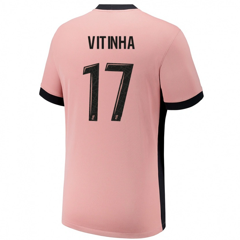 Danxen Dětské Vitinha #17 Rezavě Růžová Třetí Hráčské Dresy 2024/25 Dres
