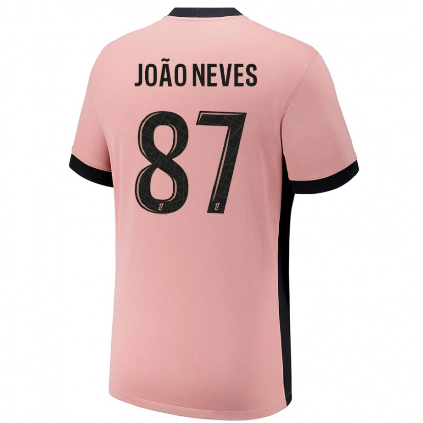 Danxen Dětské João Neves #87 Rezavě Růžová Třetí Hráčské Dresy 2024/25 Dres