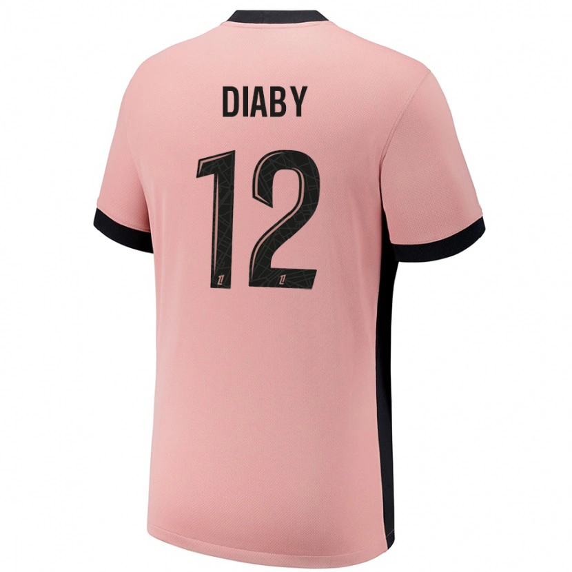 Danxen Dětské Ibrahima Diaby #12 Rezavě Růžová Třetí Hráčské Dresy 2024/25 Dres