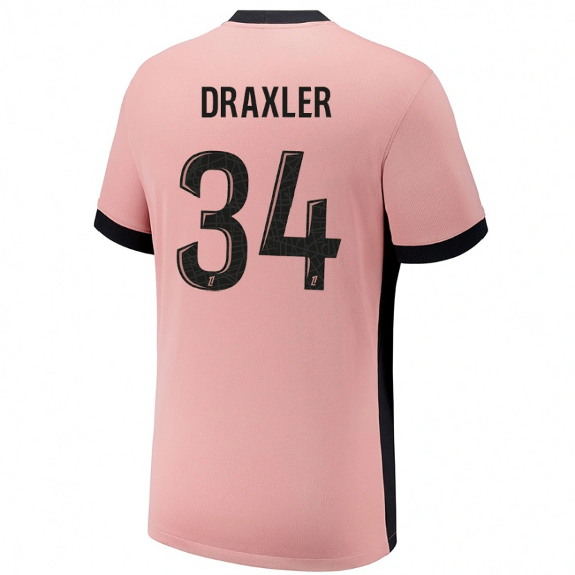 Danxen Dětské Julian Draxler #34 Rezavě Růžová Třetí Hráčské Dresy 2024/25 Dres