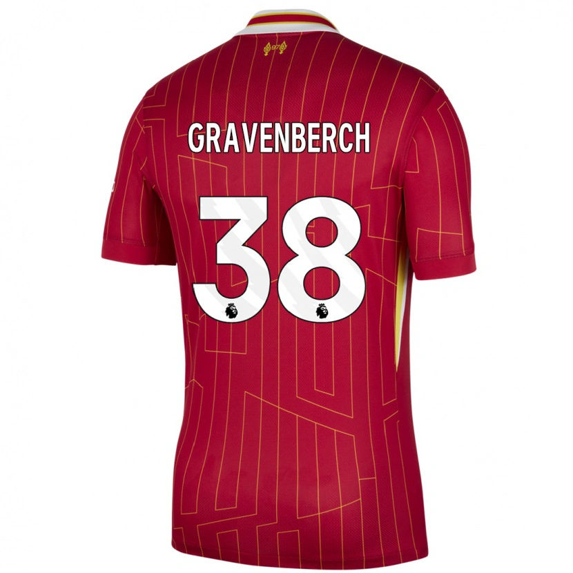 Danxen Pánské Ryan Gravenberch #38 Červená Žlutá Bílá Domů Hráčské Dresy 2024/25 Dres