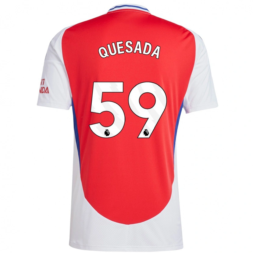 Danxen Pánské Elián Quesada #59 Červená Bílá Domů Hráčské Dresy 2024/25 Dres