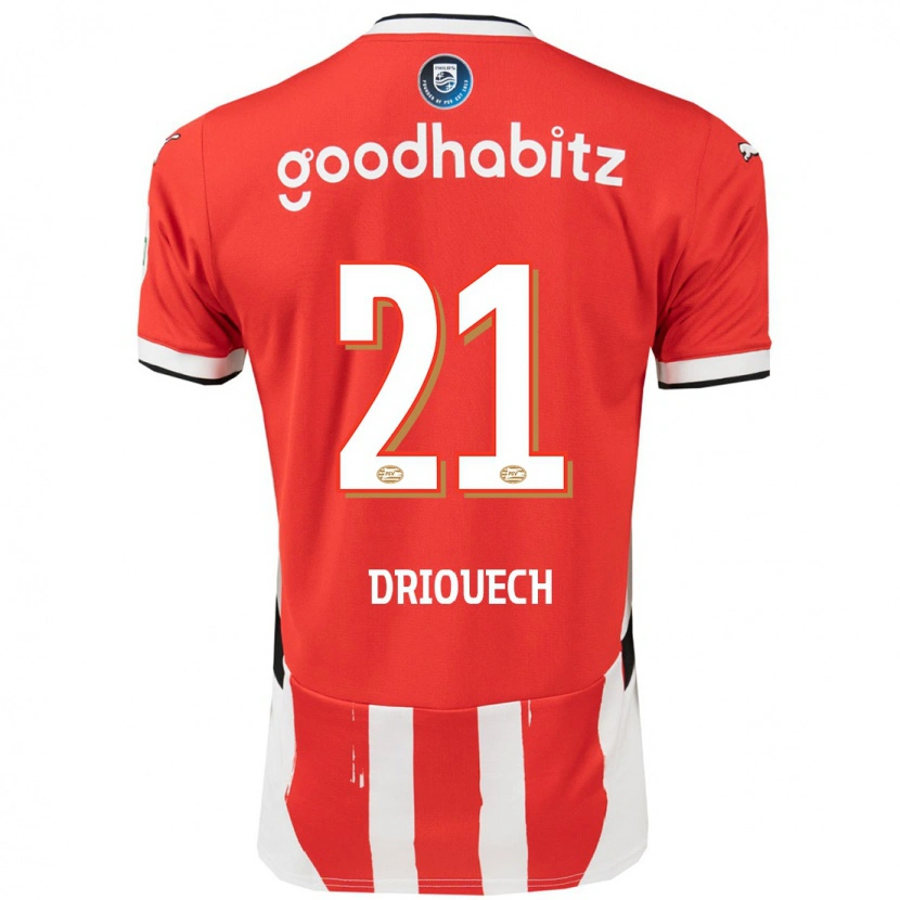 Danxen Pánské Couhaib Driouech #21 Červená Bílá Domů Hráčské Dresy 2024/25 Dres