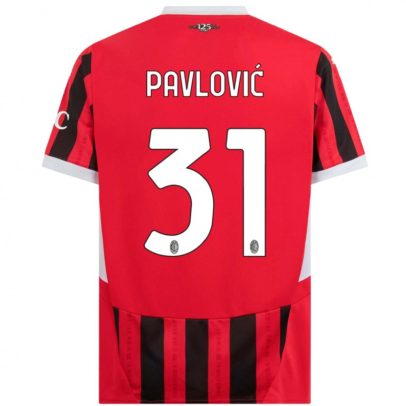 Danxen Pánské Strahinja Pavlović #31 Červená Černá Domů Hráčské Dresy 2024/25 Dres