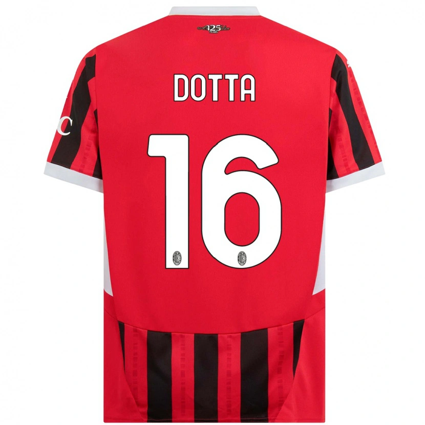 Danxen Pánské Cristiano Dotta #16 Červená Černá Domů Hráčské Dresy 2024/25 Dres