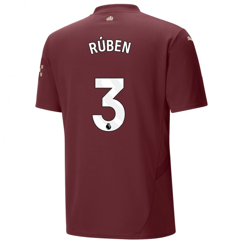 Danxen Pánské Rúben Dias #3 Kaštanové Třetí Hráčské Dresy 2024/25 Dres