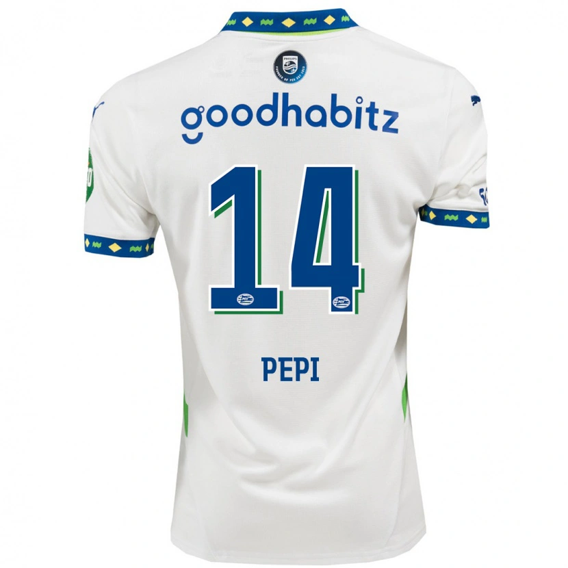 Danxen Pánské Ricardo Pepi #14 Bílá Tmavě Modrá Třetí Hráčské Dresy 2024/25 Dres