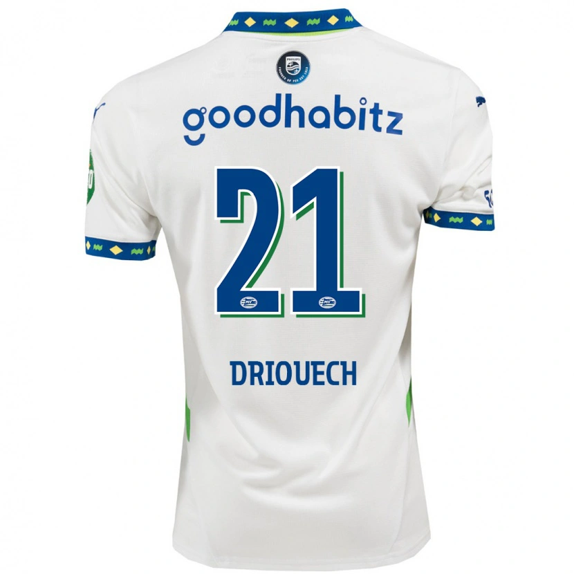 Danxen Pánské Couhaib Driouech #21 Bílá Tmavě Modrá Třetí Hráčské Dresy 2024/25 Dres