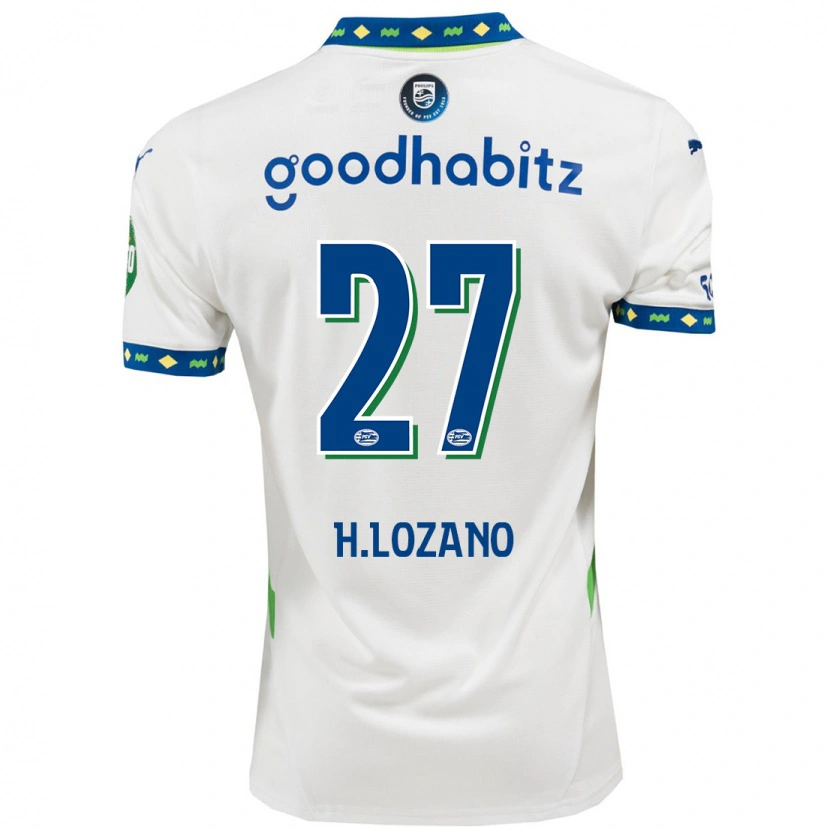 Danxen Pánské Hirving Lozano #27 Bílá Tmavě Modrá Třetí Hráčské Dresy 2024/25 Dres