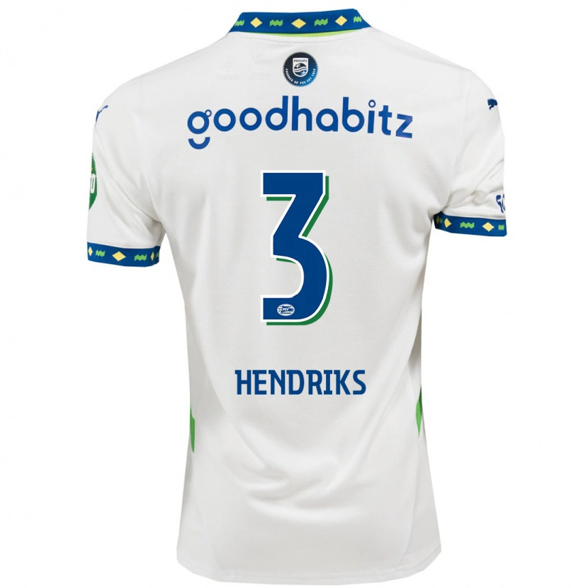 Danxen Pánské Gwyneth Hendriks #3 Bílá Tmavě Modrá Třetí Hráčské Dresy 2024/25 Dres