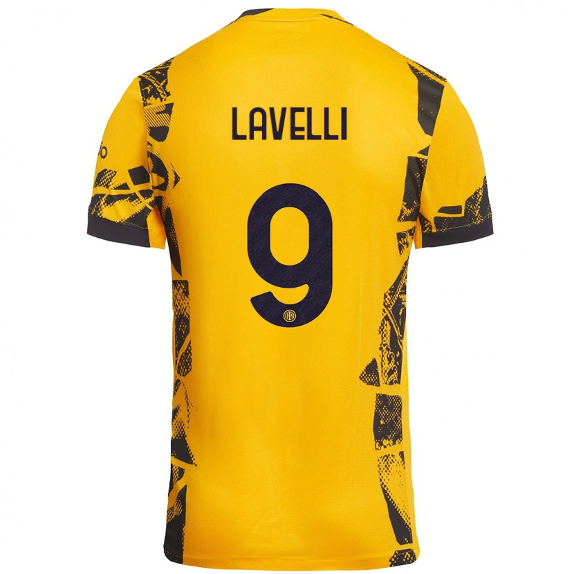 Danxen Pánské Matteo Lavelli #9 Zlatá Černá Třetí Hráčské Dresy 2024/25 Dres