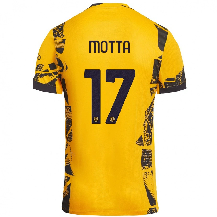 Danxen Pánské Matteo Motta #17 Zlatá Černá Třetí Hráčské Dresy 2024/25 Dres